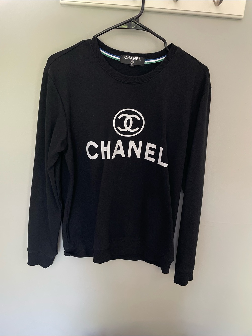 NWOT Designer Inspired Black Logo Crewneck Sweatshirt